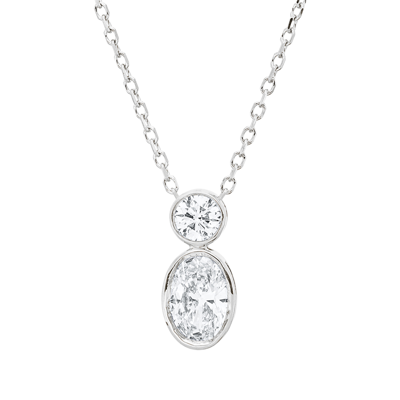 Image 90010405 - Collier Zarge 18 kt WG, mit ZÖ 40 cm 42 cm, 1 Oval 0,39 ct, TW-si, 1 Brill. 0,10 ct, ...