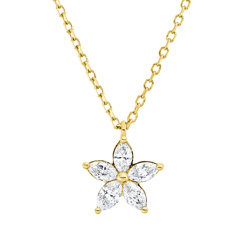 Image 90010416 - Collier 18 kt GG, mit ZÖ 40 cm 42 cm, 5 Navette 0,25 ct, TW-si, H:9,5 mm, B:8,3 mm, ...