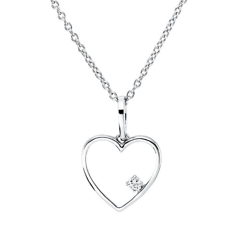 Image 90010418 - Collier 4er-Krappe 18 kt WG Herz, mit ZÖ 40 cm, 42,5cm, 1 Brill. 0,02 ct, TW-si, H:14,6 ...