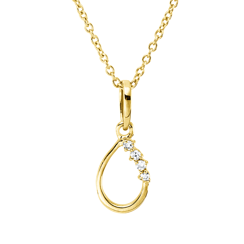 Image 90010419 - Collier 18 kt GG Tropfen, mit ZÖ 40 cm, 42,5cm, 4 Diamanten 0,03 ct, TW-si, H:15,1 mm, ...