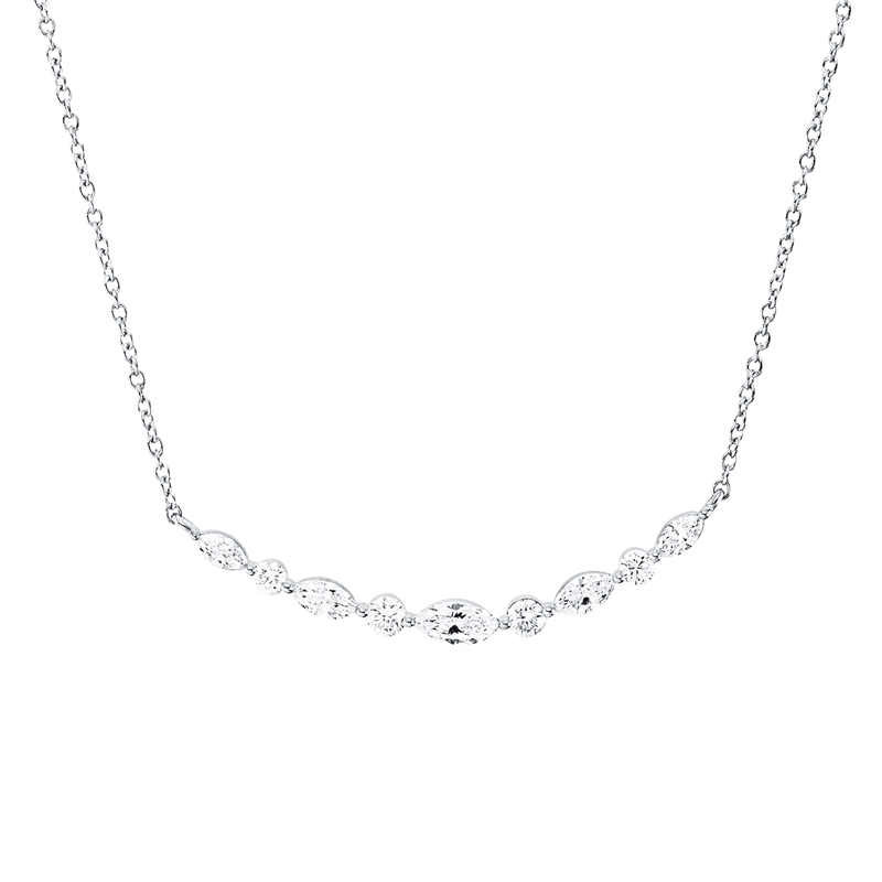Image 90010427 - Collier 18 kt WG, mit ZÖ 40 cm, 42,5cm, 2 Brillanten 0,10 ct, TW-si, 2 Navette 0,08 ct, ...