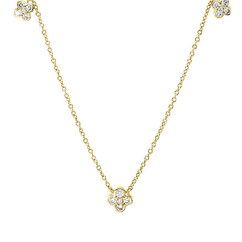 Image 90010429 - Collier 18 kt GG, mit ZÖ 40 cm, 42,5cm, 1 Brill. 0,01 ct, TW-si, 8 Brillanten 0,18 ct, ...