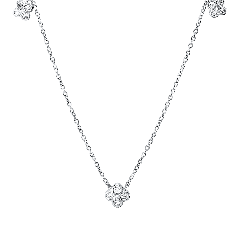 Image 90010430 - Collier 18 kt WG, mit ZÖ 40 cm, 42,5cm, 1 Brill. 0,01 ct, TW-si, 8 Brillanten 0,18 ct, ...