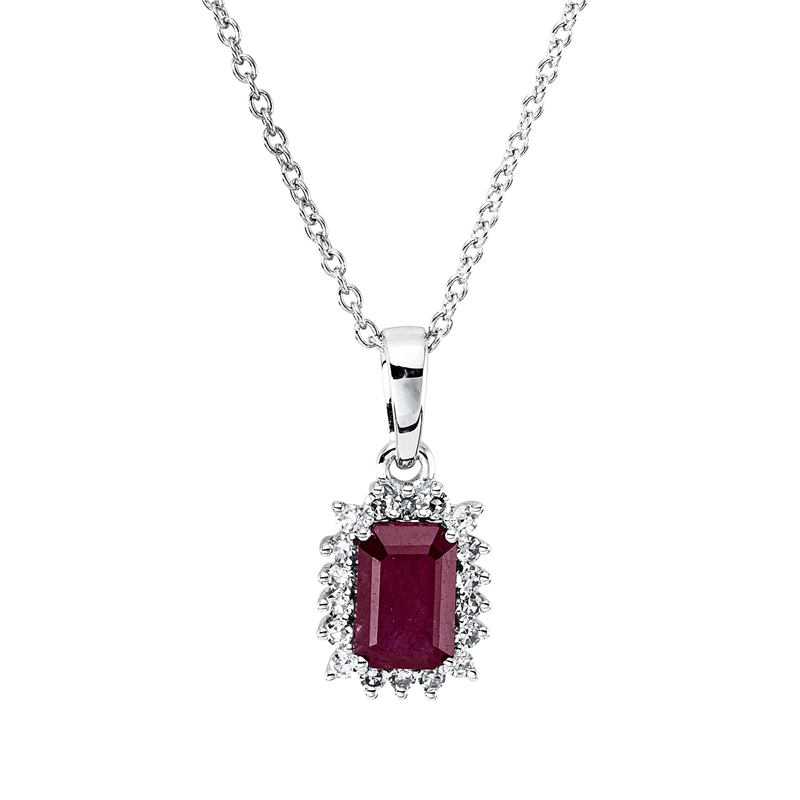 Image 90010434 - Collier 4er-Krappe 18 kt WG, mit ZÖ 40 cm, 42,5cm, 18 Diamanten 0,11 ct, TW-si, 1 Rubin ...