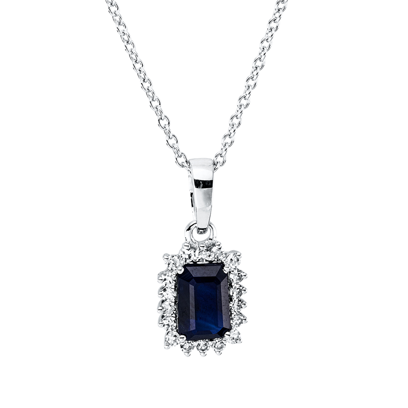 Image 90010435 - Collier 4er-Krappe 18 kt WG, mit ZÖ 40 cm, 42,5cm, 18 Diamanten 0,11 ct, TW-si, 1 Saphir ...