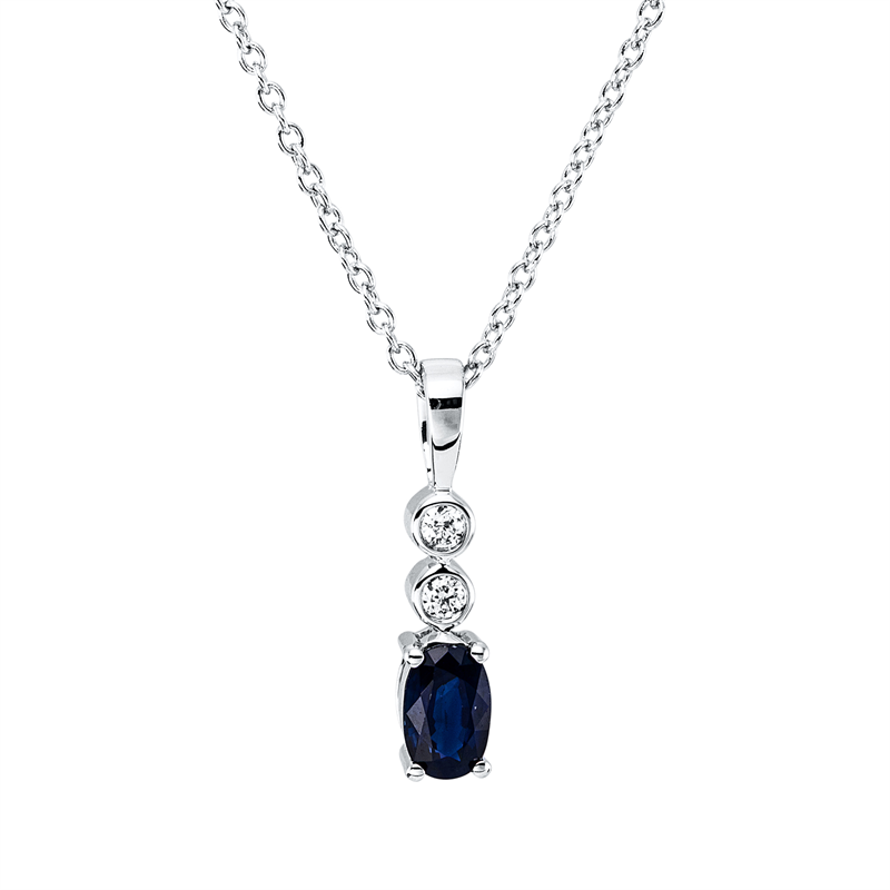 Image 90010440 - Collier 4er-Krappe 18 kt WG, , 42,5cm, 2 Brillanten 0,03 ct, TW-si, 1 Saphir 0,35 ct ...
