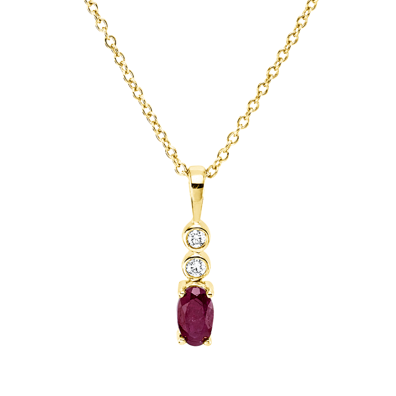 Image 90010442 - Collier 4er-Krappe 18 kt GG, , 42,5cm, 2 Brillanten 0,03 ct, TW-si, 1 Rubin 0,28 ct rot, ...