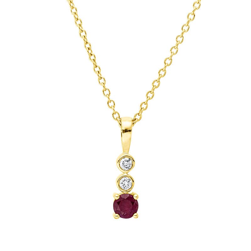 Image 90010443 - Collier 4er-Krappe 18 kt GG, mit ZÖ 40 cm, 42,5cm, 2 Brillanten 0,03 ct, TW-si, 1 Rubin ...
