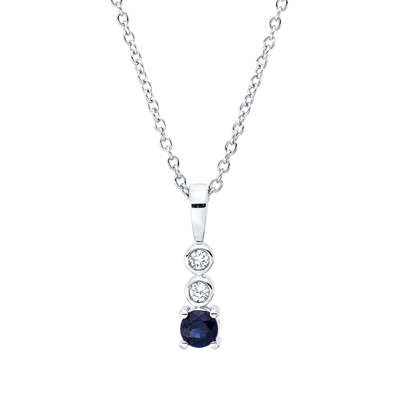 Image 90010444 - Collier 4er-Krappe 18 kt WG, mit ZÖ 40 cm, 42,5cm, 2 Brillanten 0,03 ct, TW-si, 1 Saphir ...