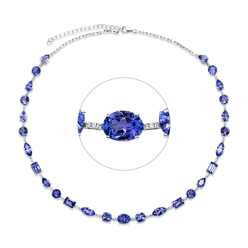Image 90009160 - Collier 18 kt WG, 78 Brillanten 0,36 ct, F-vsi, 27 Tansanit 23,10 ct blau, H:5,8 mm, ...