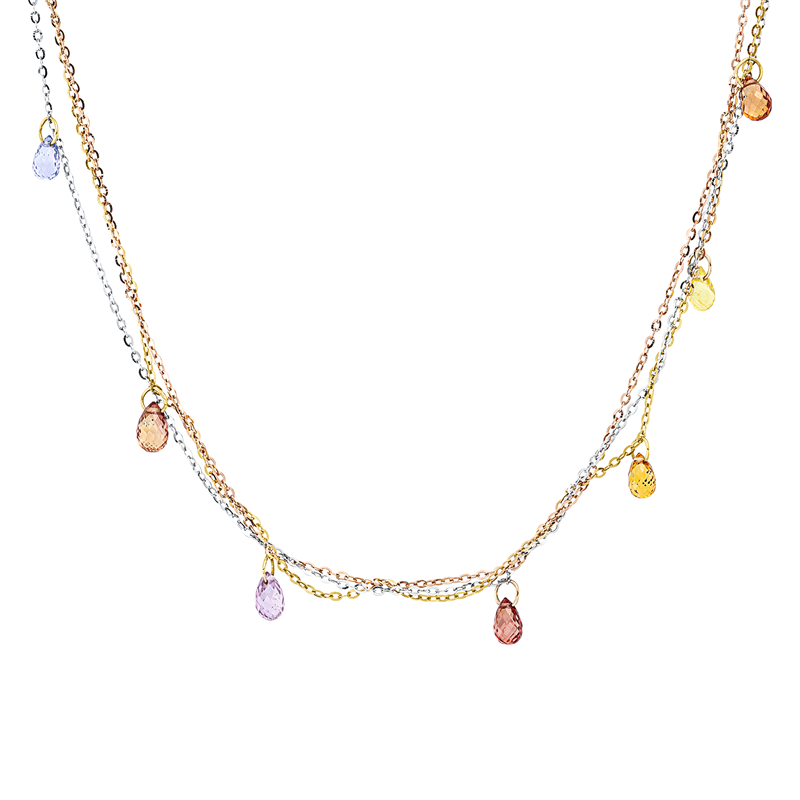 Image 90009162 - Collier 18 kt WG GG RG, 10 Saphire 5,20 ct multicolor, H:6,5 mm, L:45,7 ...
