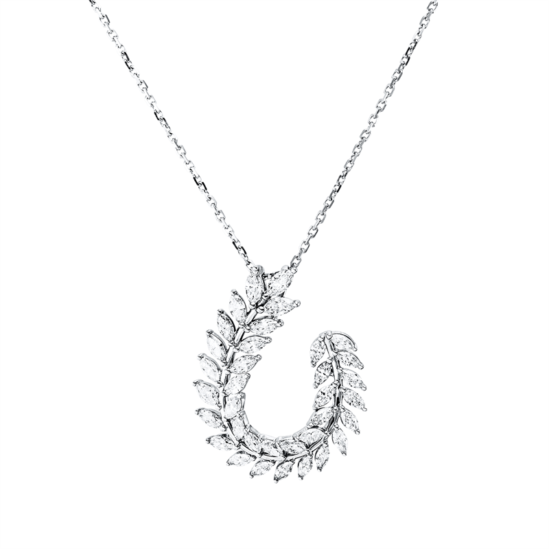 Image 90009165 - Collier 18 kt WG, 35 Navette 1,30 ct, F-vsi, H:24,8 mm, B:19,5 mm, L:40,6 cm, S:5,3 ...