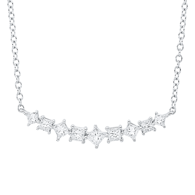 Image 90009168 - Collier 14 kt WG, mit ZÖ 40 cm 43 cm, 9 Princ. 0,66 ct, W-si, H:7,0 mm, B:28,7 mm, ...