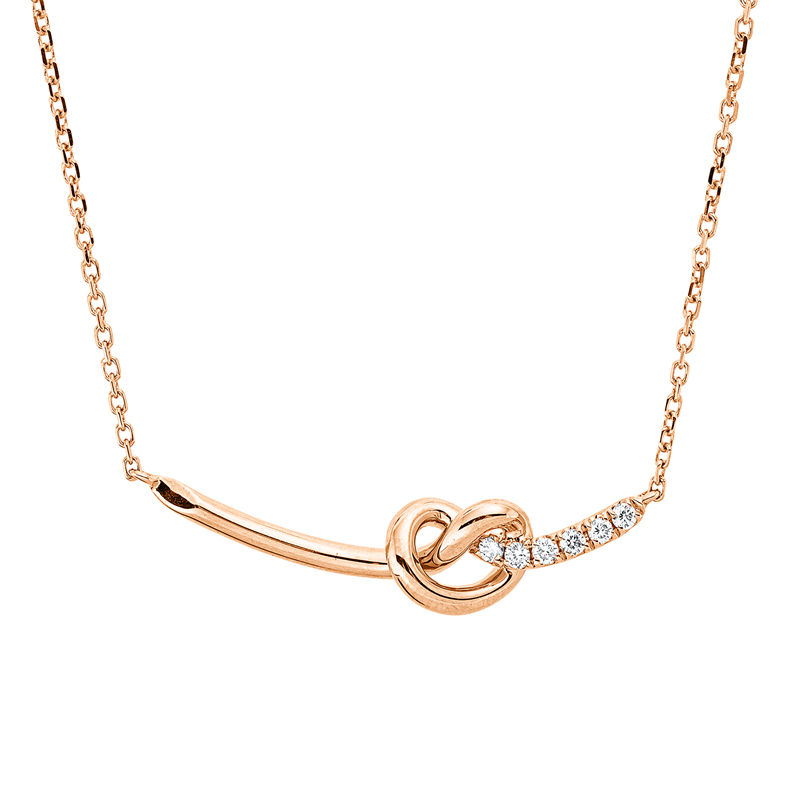 Image 90009171 - Collier 18 kt RG, mit ZÖ 40,6 cm, 6 Brillanten 0,07 ct, TW-si, H:6,4 mm, B:28,2 mm, ...
