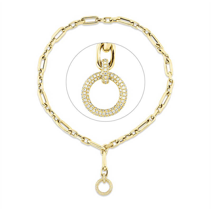Image 90009172 - Collier 18 kt GG, 156 Brillanten 0,57 ct, TW-si, H:43,5 mm, B:14,8 mm, L:43,2 cm, S:2,0 ...
