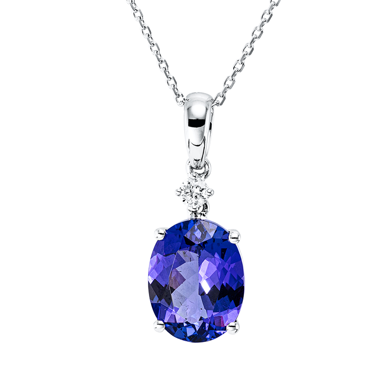Image 90009175 - Collier 18 kt WG, mit ZÖ 40,5 cm 43 cm, 1 Brill. 0,09 ct, TW-si, 1 Tansanit 4,83 ct ...