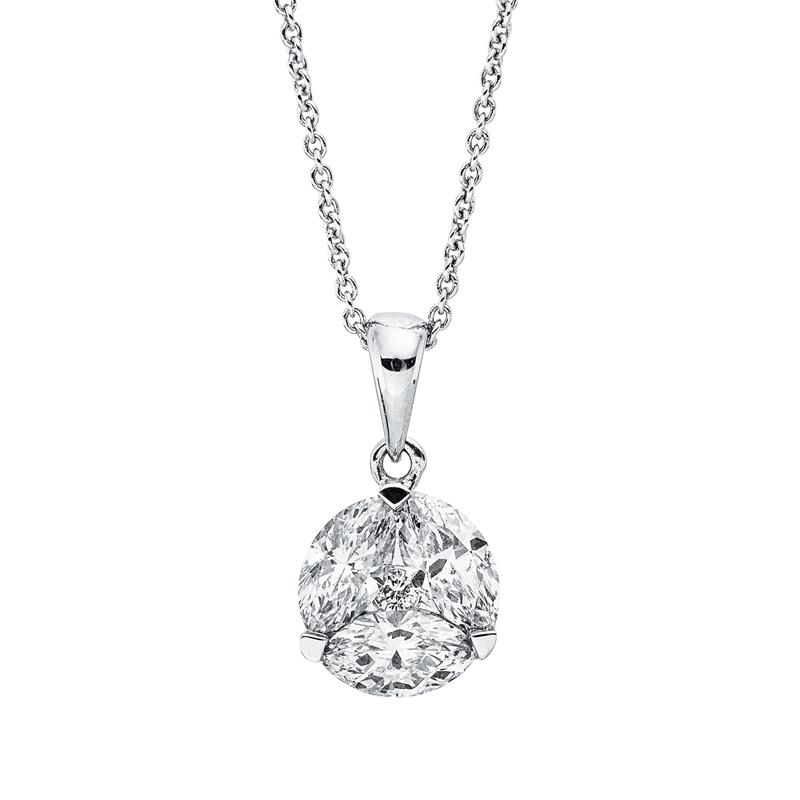 Image 90009178 - Collier 18 kt WG, mit ZÖ 40 cm 41,5 cm, 3 Navette 0,71 ct, TW-si/pi, 1 Brill. 0,02 ct, ...