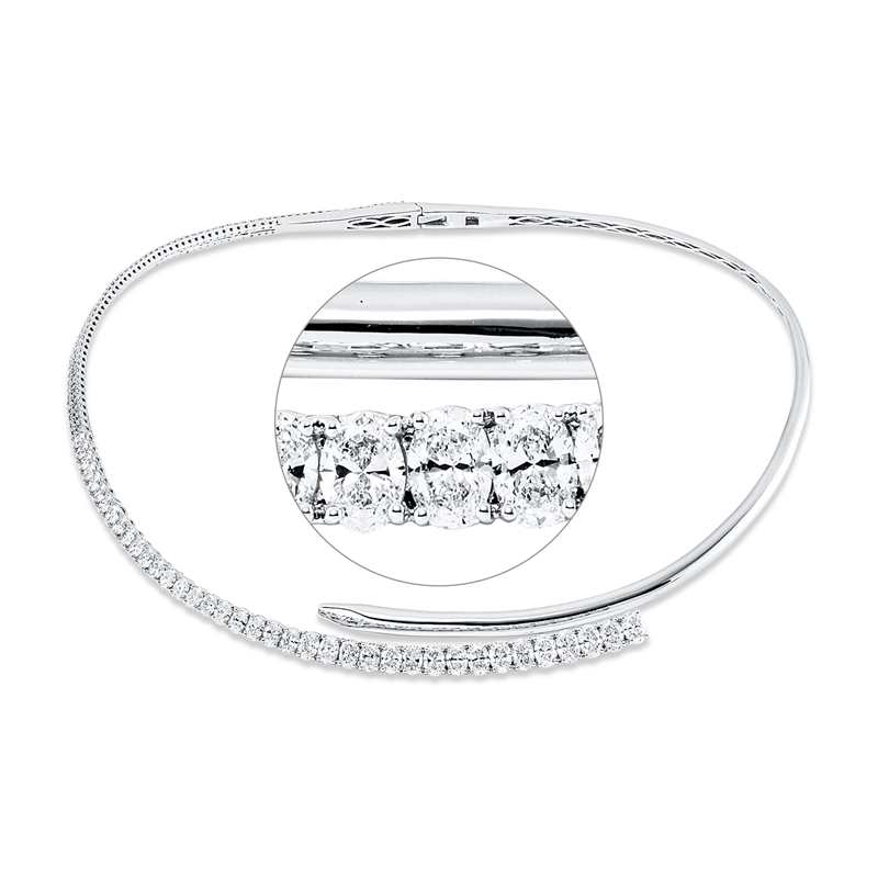 Image 90009179 - Collier 18 kt WG, 7 Oval 1,00 ct, F-vsi/si, 6 Oval 1,14 ct, F-vsi/si, 10 Oval 2,65 ct, ...