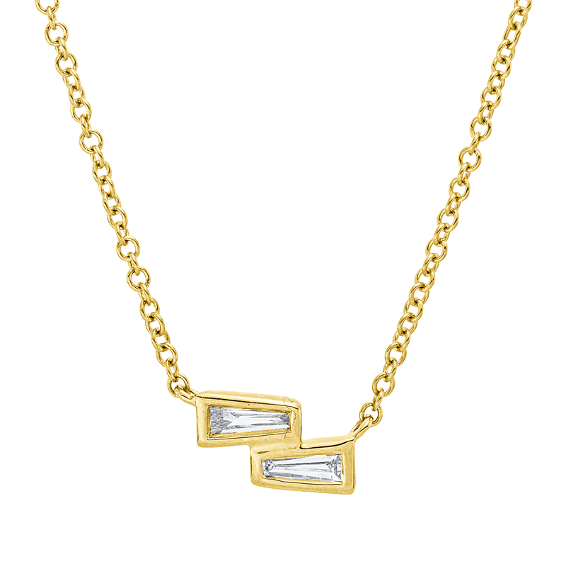 Image 90009181 - Collier 18 kt GG, mit ZÖ 39,3 40,6 42 cm, 2 Trapeze 0,10 ct, TW-vsi/si, H:4,5 mm, B:9,5 ...