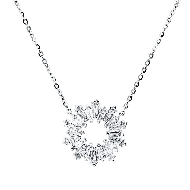 Image 90009182 - Collier 18 kt WG Kreis, mit ZÖ 42,5 cm 40,0 cm, 20 Trapeze 0,51 ct, TW-si, H:11,7 mm, ...