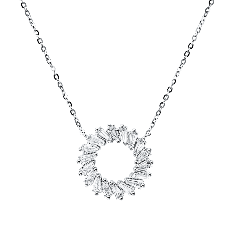Image 90009183 - Collier 18 kt WG Kreis, mit ZÖ 42,5 cm 40,0 cm, 18 Trapeze 0,47 ct, TW-si, H:12,5 mm, ...
