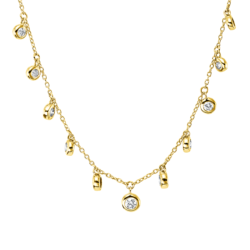 Image 90009184 - Collier 14 kt GG, mit ZÖ 42,5 cm 40,0 cm, 27 Brillanten 0,55 ct, TW-si, B:4,8 mm, ...