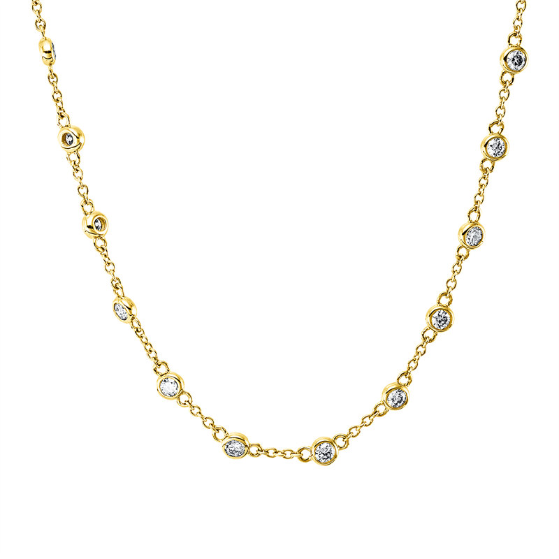 Image 90009185 - Collier 14 kt GG, mit ZÖ 52,5 cm 50,0 cm, 40 Brillanten 1,21 ct, W-si, B:2,8 mm, ...