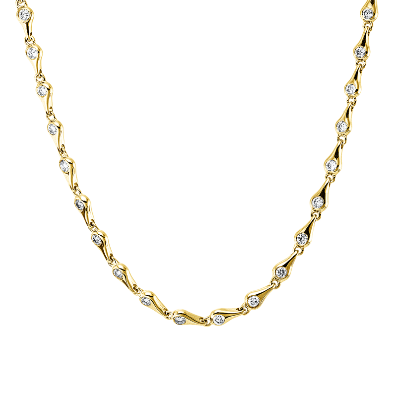 Image 90009188 - Collier 14 kt GG, mit ZÖ 42,5 cm 40,0 cm, 22 Brillanten 0,33 ct, W-si, B:2,4 mm, ...
