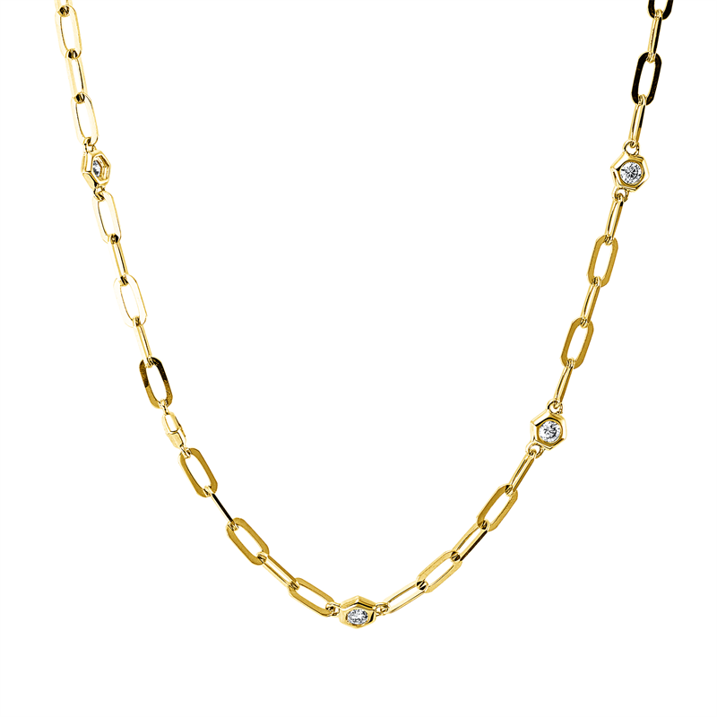Image 90009191 - Collier 14 kt GG, mit ZÖ 42,5 cm 40,0 cm, 13 Brillanten 0,33 ct, W-si, B:3,1 mm, ...