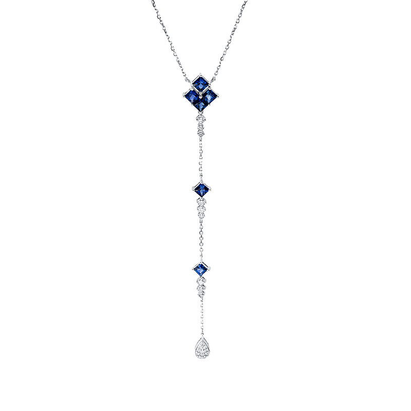 Image 90009194 - Collier 18 kt WG, 21 Brillanten 0,56 ct, TW-si, 11 Brillanten 0,08 ct, TW-si, 10 Saphire ...