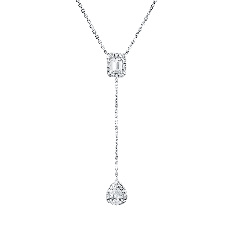Image 90009201 - Collier 18 kt WG, 4 Brillanten 0,13 ct, TW-si, 1 Tropfen 0,48 ct, F-vsi, 1 Sm.schliff ...