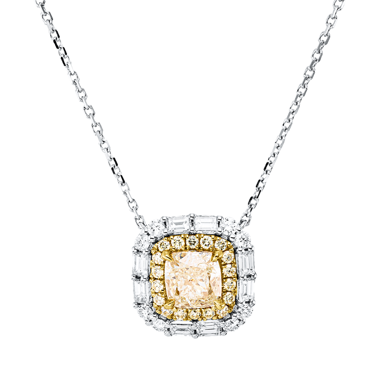 Image 90009203 - Collier 18 kt WG GG, 8 Baguette 0,40 ct, TW-vsi/si, 8 Brillanten 0,16 ct, TW-si, 1 ...