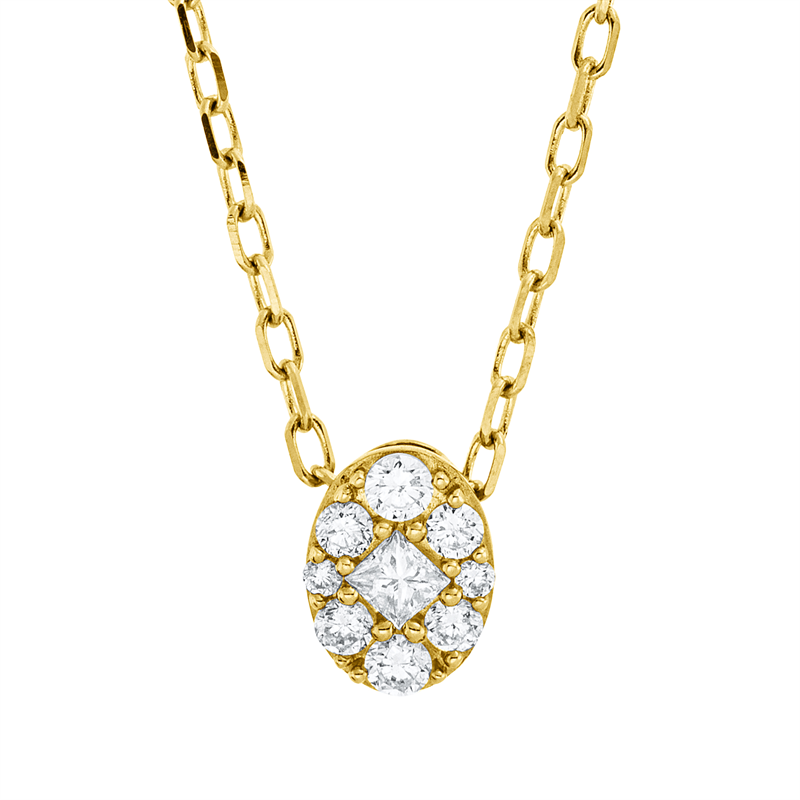 Image 90010451 - Collier 18 kt GG, mit ZÖ 40.6 cm , 43.2 cm, 2 Brillanten 0,01 ct, TW-si, 6 Brillanten ...