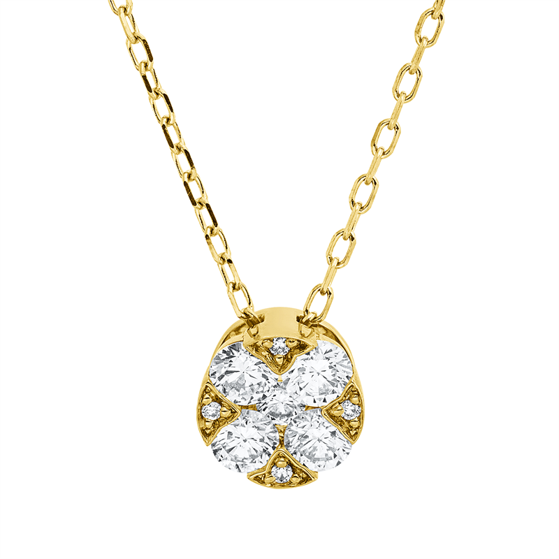 Image 90010452 - Collier 18 kt GG, mit ZÖ 40.6cm,43.2cm, 1 Brill. 0,04 ct, TW-si, 4 Brillanten 0,44 ct, ...