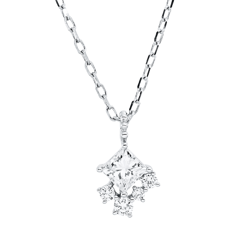 Image 90010453 - Collier 18 kt WG, mit ZÖ 40.6cm,43.2cm, 4 Brillanten 0,09 ct, TW-si, 1 Princ. 0,32 ct, ...