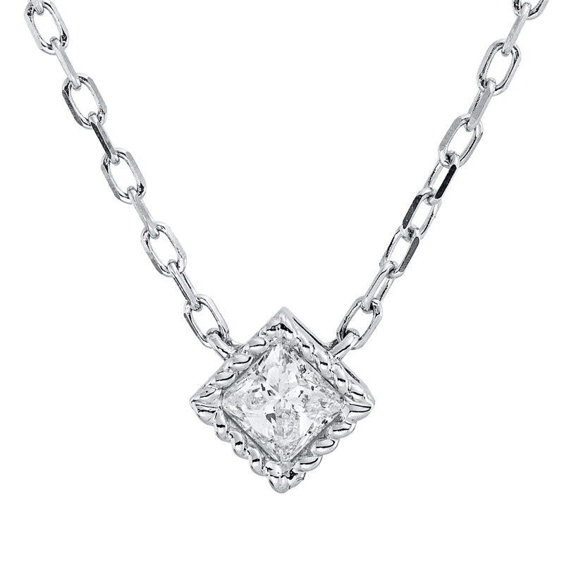 Image 90010455 - Collier 18 kt WG, mit ZÖ 40.6cm,43.2cm, 1 Princ. 0,15 ct, TW-si, H:5,5 mm, B:5,7 mm, ...