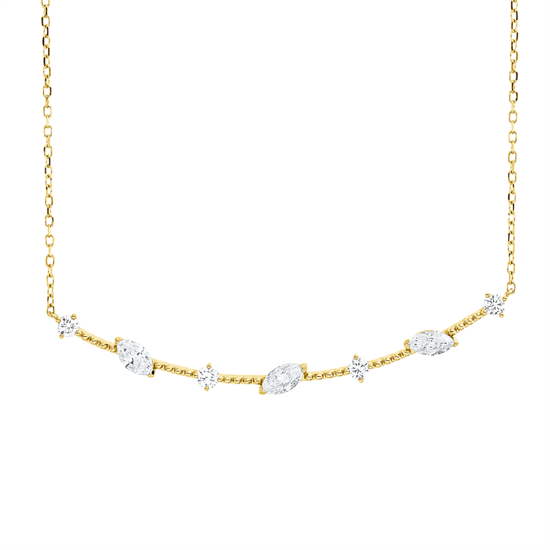 Image 90010457 - Collier 18 kt GG, 4 Brillanten 0,17 ct, TW-si, 3 Navette 0,45 ct, TW-si, H:6,8 mm, B:47,5 ...