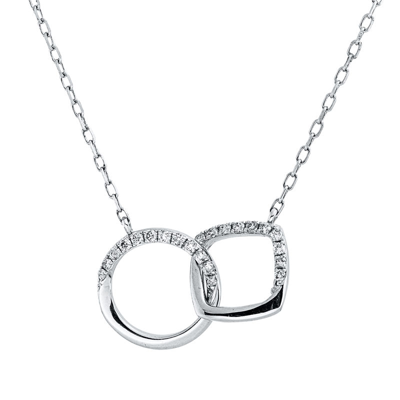 Image 90010458 - Collier 18 kt WG, mit ZÖ 40.6cm,43.2cm, 22 Brillanten 0,14 ct, TW-pi, H:12,5 mm, B:16,3 ...
