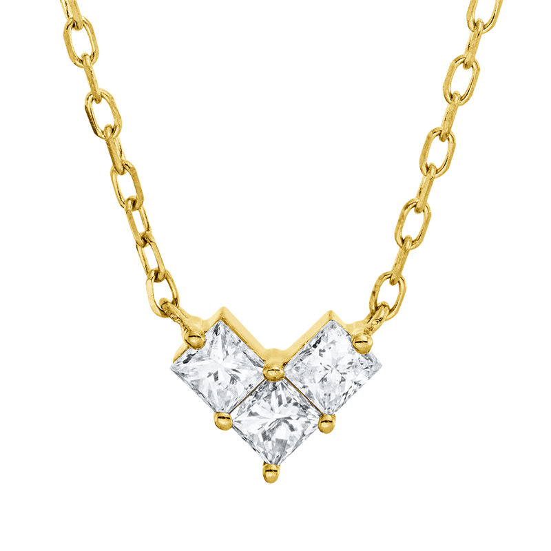 Image 90010459 - Collier 18 kt GG Herz, mit ZÖ 40.6cm,43.2cm, 3 Princ. 0,31 ct, TW-si, H:6,0 mm, B:7,8 ...