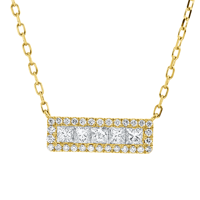 Image 90010461 - Collier 18 kt GG, mit ZÖ 40.6cm,43.2cm, 30 Brillanten 0,11 ct, TW-pi, 5 Princ. 0,34 ct, ...