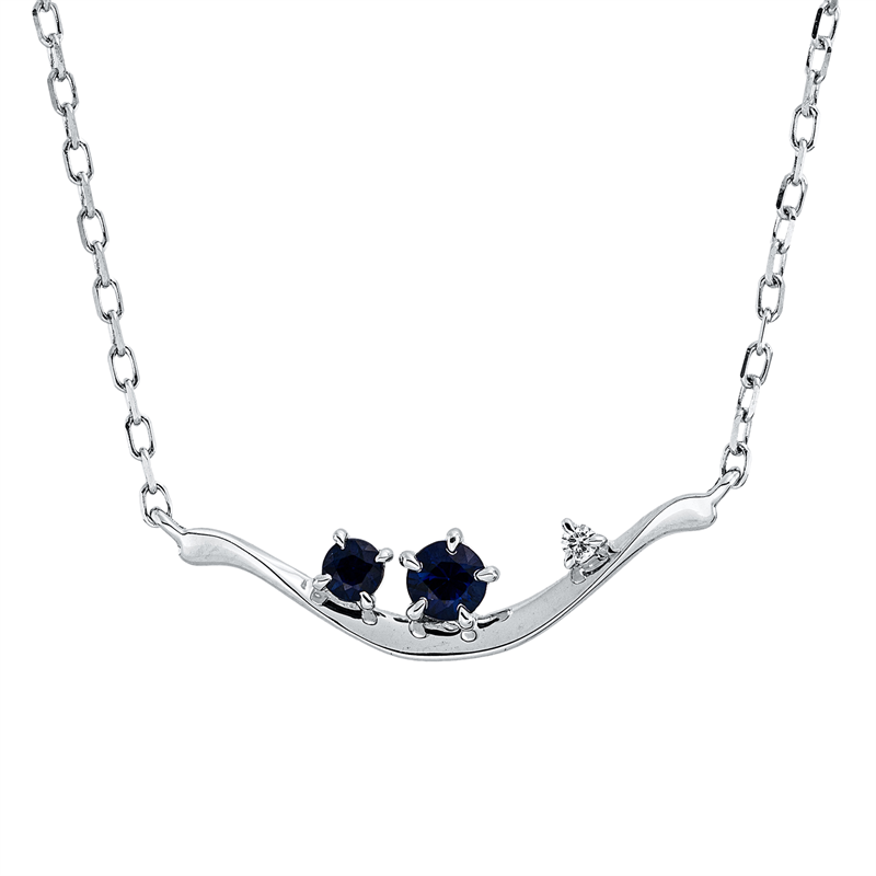 Image 90010466 - Collier 18 kt WG, 1 Brill. 0,01 ct, TW-pi, 1 Saphir 0,12 ct blau, 1 Saphir 0,07 ct blau, ...