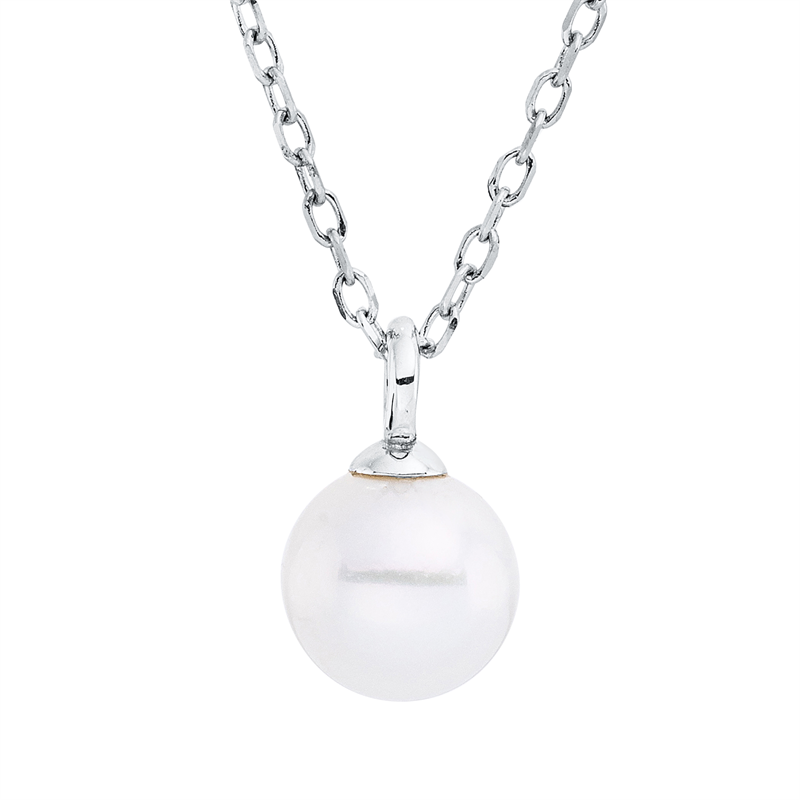 Image 90010471 - Collier 18 kt WG, mit ZÖ 40.6cm,43.2cm, 1 SW weiß 5,5 mm, H:9,0 mm, B:5,6 mm, L:45,7 ...