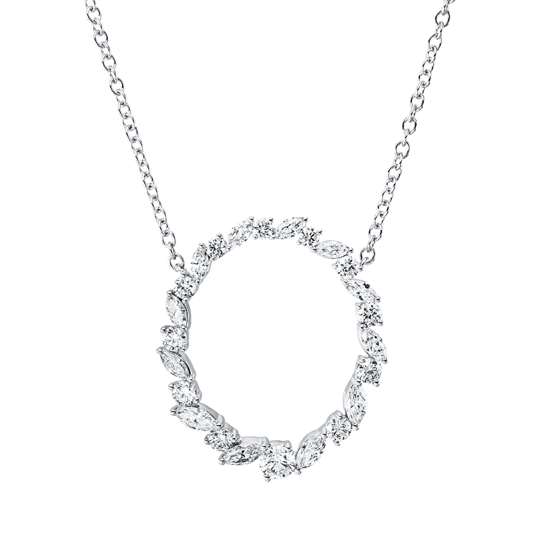 Image 90010475 - Collier 18 kt WG, 1 Brill. 0,17 ct, TW-vsi/si, 11 Brillanten 0,54 ct, TW-vsi/si, 12 ...