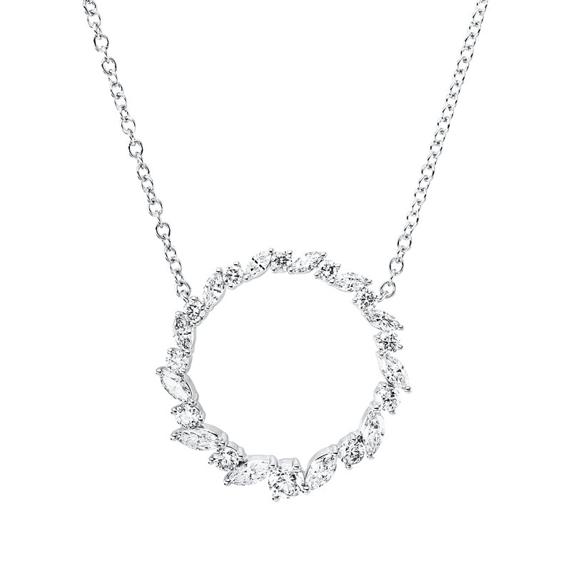 Image 90010476 - Collier 18 kt WG, 1 Brill. 0,17 ct, TW-vsi/si, 11 Brillanten 0,50 ct, TW-vsi/si, 12 ...