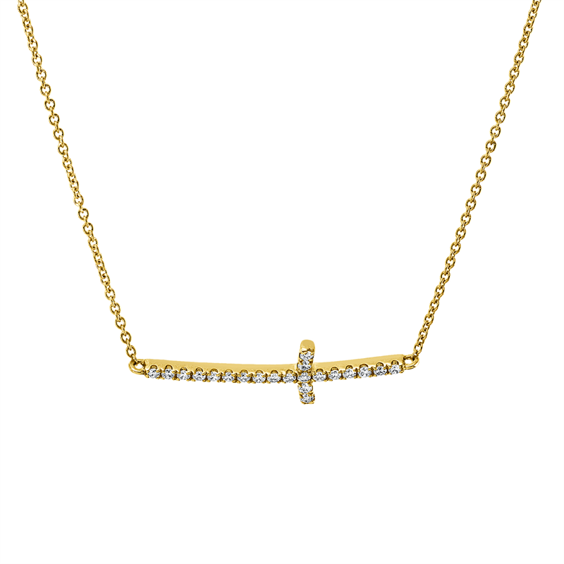 Image 90010477 - Collier 18 kt GG Kreuz, 21 Brillanten 0,14 ct, TW-vsi/si, H:6,7 mm, B:24,9 mm, L:40,6 cm, ...
