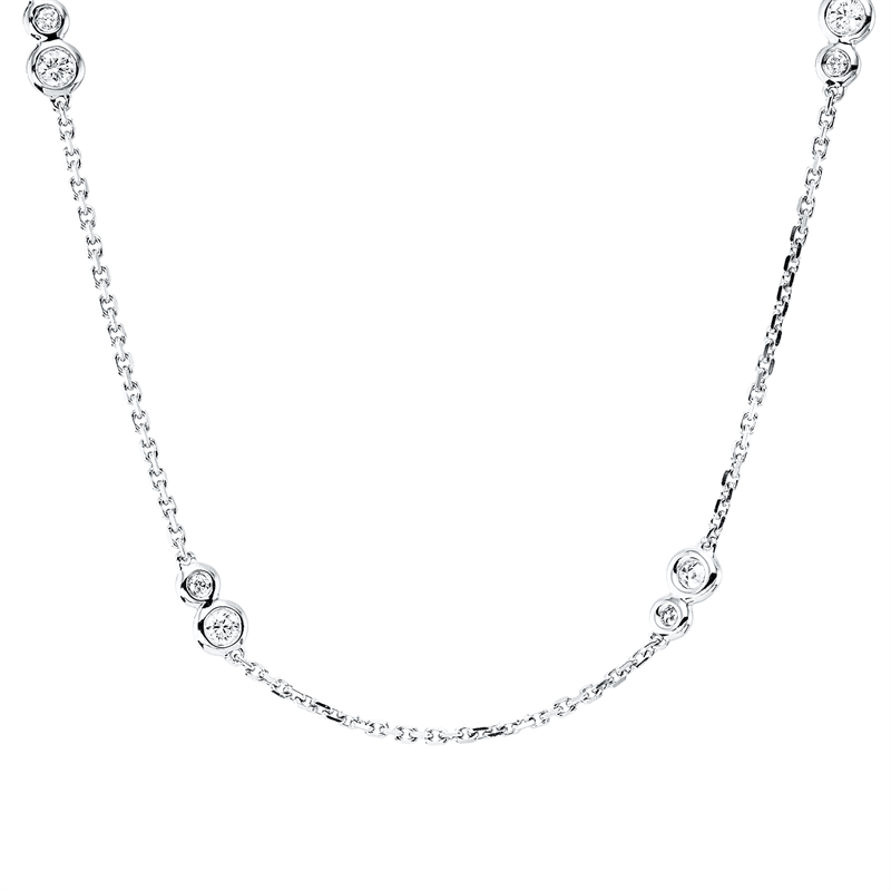 Image 90010480 - Collier Zarge 18 kt WG, mit ZÖ 38 40,6cm, 16 Brillanten 0,46 ct, TW-vsi/si, H:3,8 mm, ...