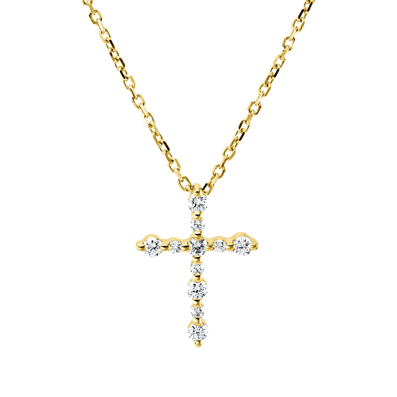 Image 90010482 - Collier 18 kt GG Kreuz, 11 Brillanten 0,17 ct, TW-vsi/si, H:14,3 mm, B:10,5 mm, L:40,6 ...