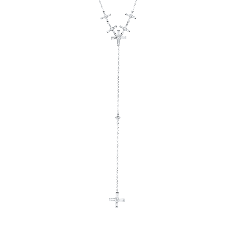 Image 90010486 - Collier 18 kt WG, mit ZÖ 48,3 cm 45,7 cm, 24 Trapeze 0,50 ct, TW-si, 9 Brillanten ...