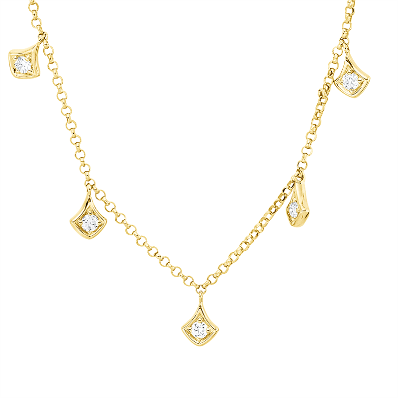 Image 90010487 - Collier 18 kt GG, mit ZÖ 40,5 cm 38,0 cm, 7 Brillanten 0,15 ct, TW-si, H:5,5 mm, B:3,7 ...