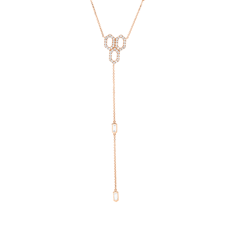 Image 90010488 - Collier 18 kt RG, mit ZÖ 48,3 cm 45,7 cm, 6 Baguette 0,64 ct, TW-si, 42 Brillanten ...